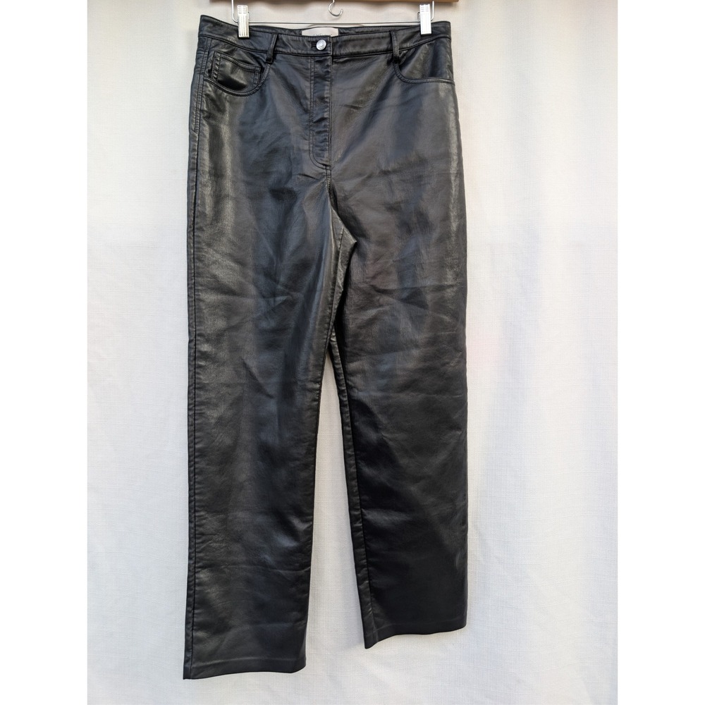 WILFRED The Melina Pant Womens 14 Black Vegan Faux Leather High Rise Straight